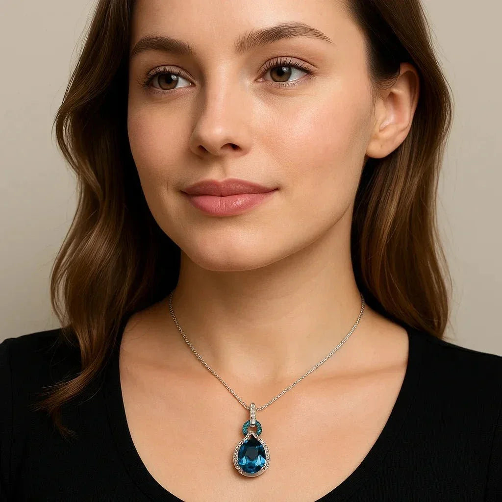 11 CT London Blue Topaz and Blue Diamonds Necklace - Eva & Elie