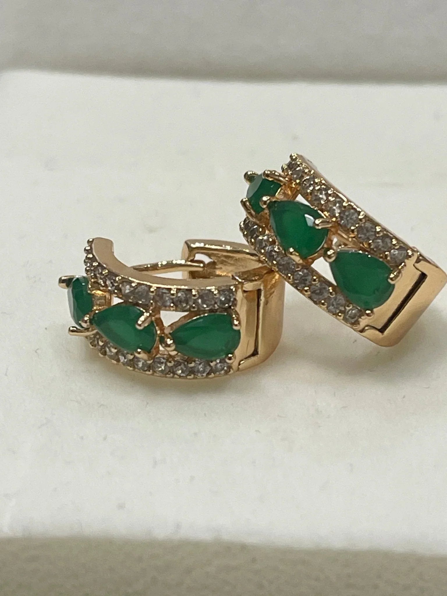 14k Gold Filled Emerald Earrings.