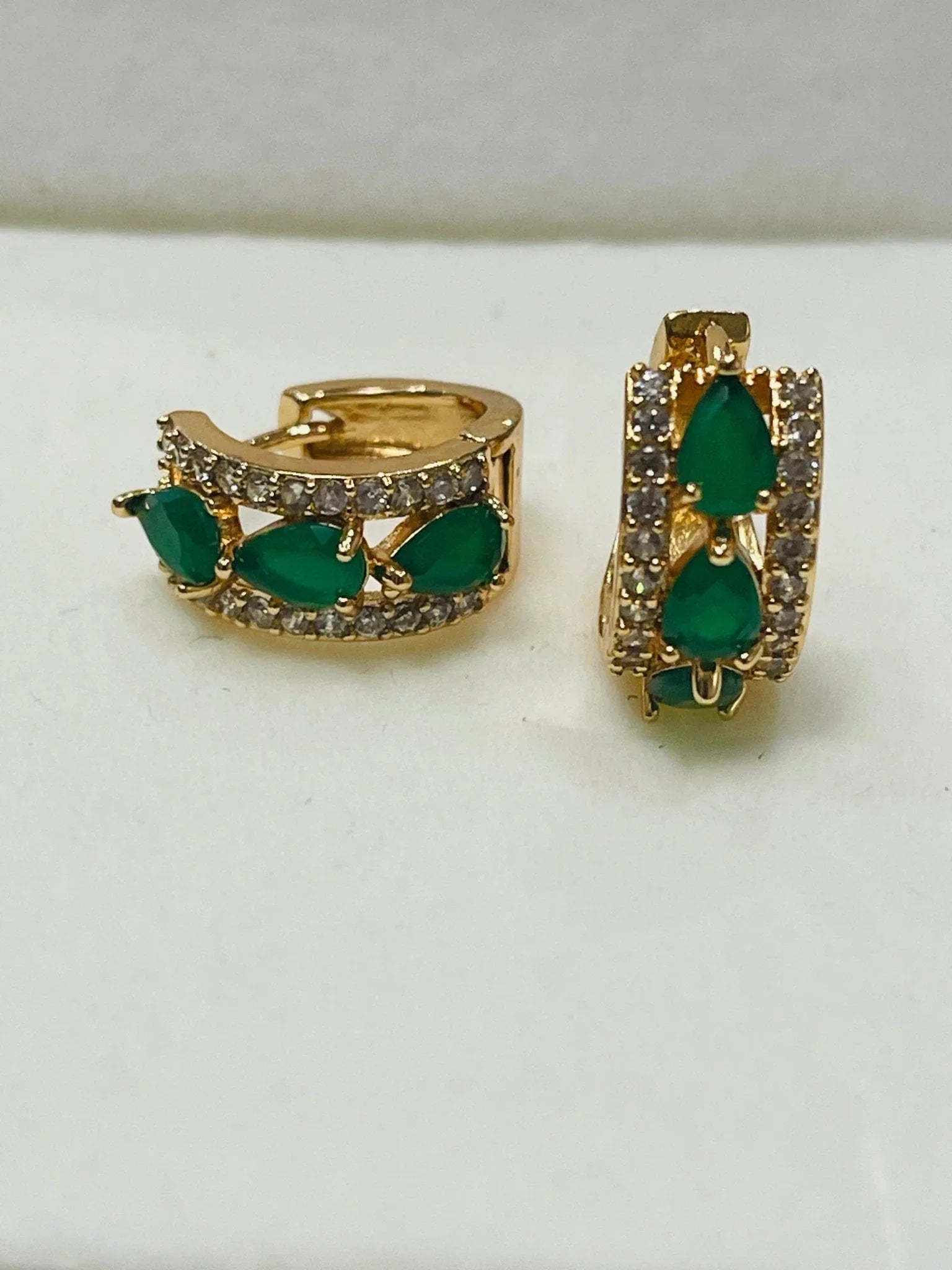 14k Gold Filled Emerald Earrings.