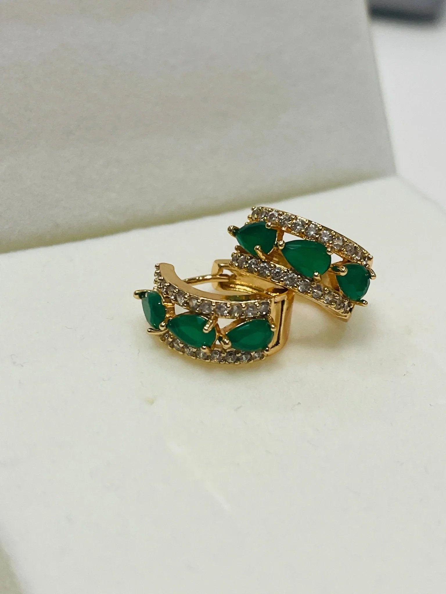 14k Gold Filled Emerald Earrings.