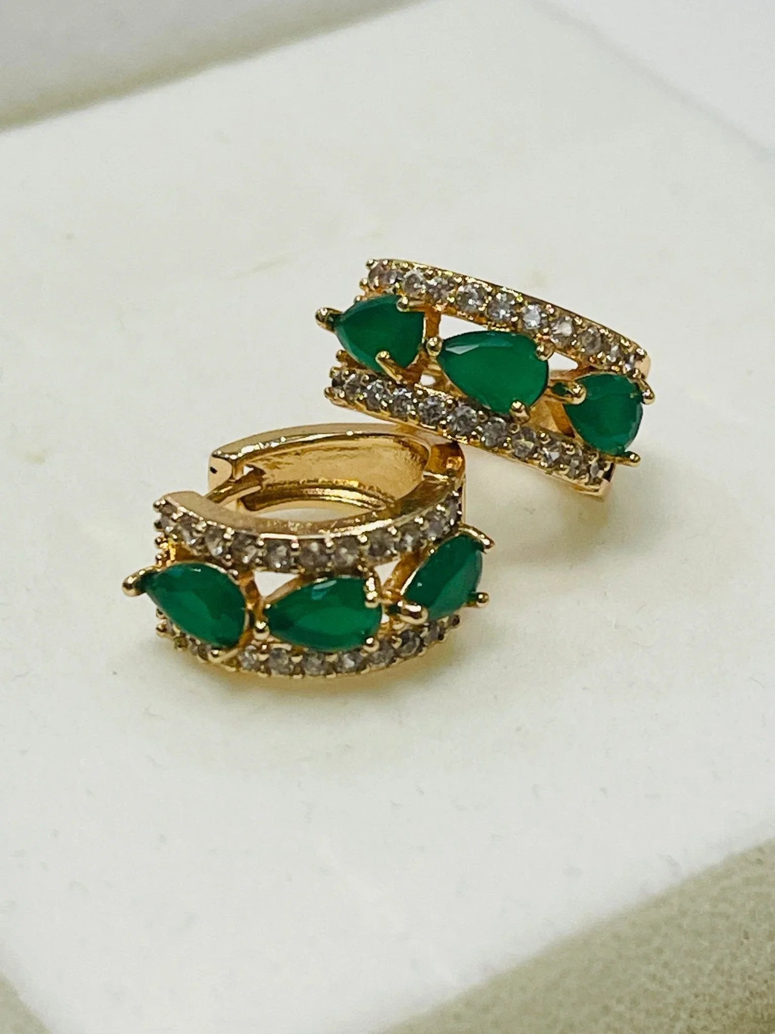 14k Gold Filled Emerald Earrings.