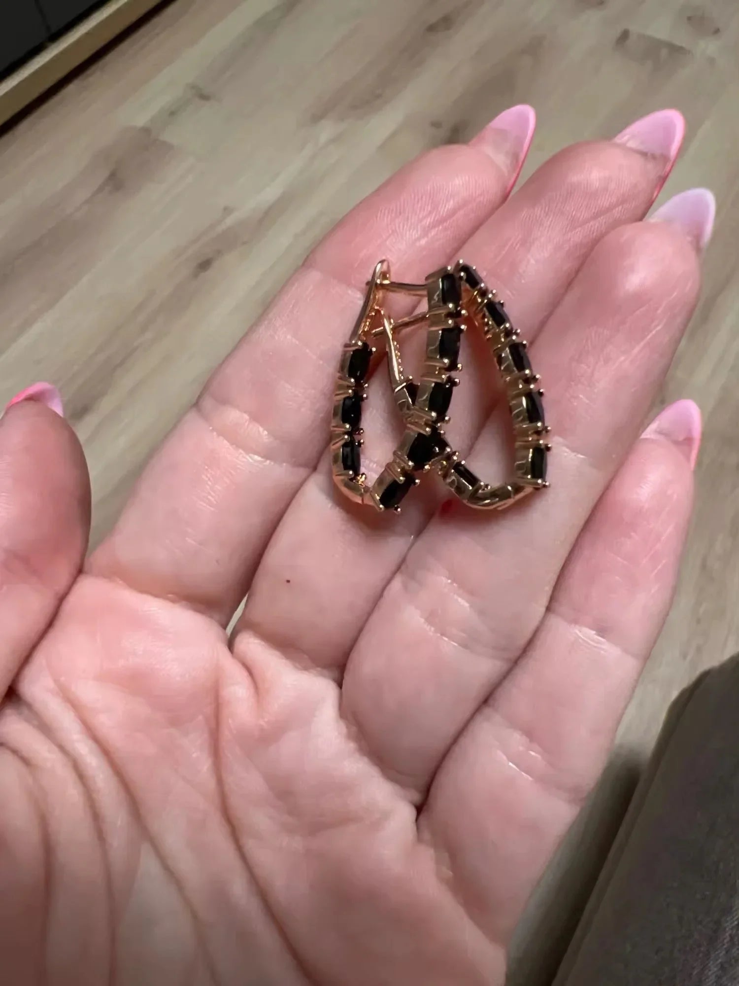 14k Gold Filled Onyx Earrings Inside Out Hoops.