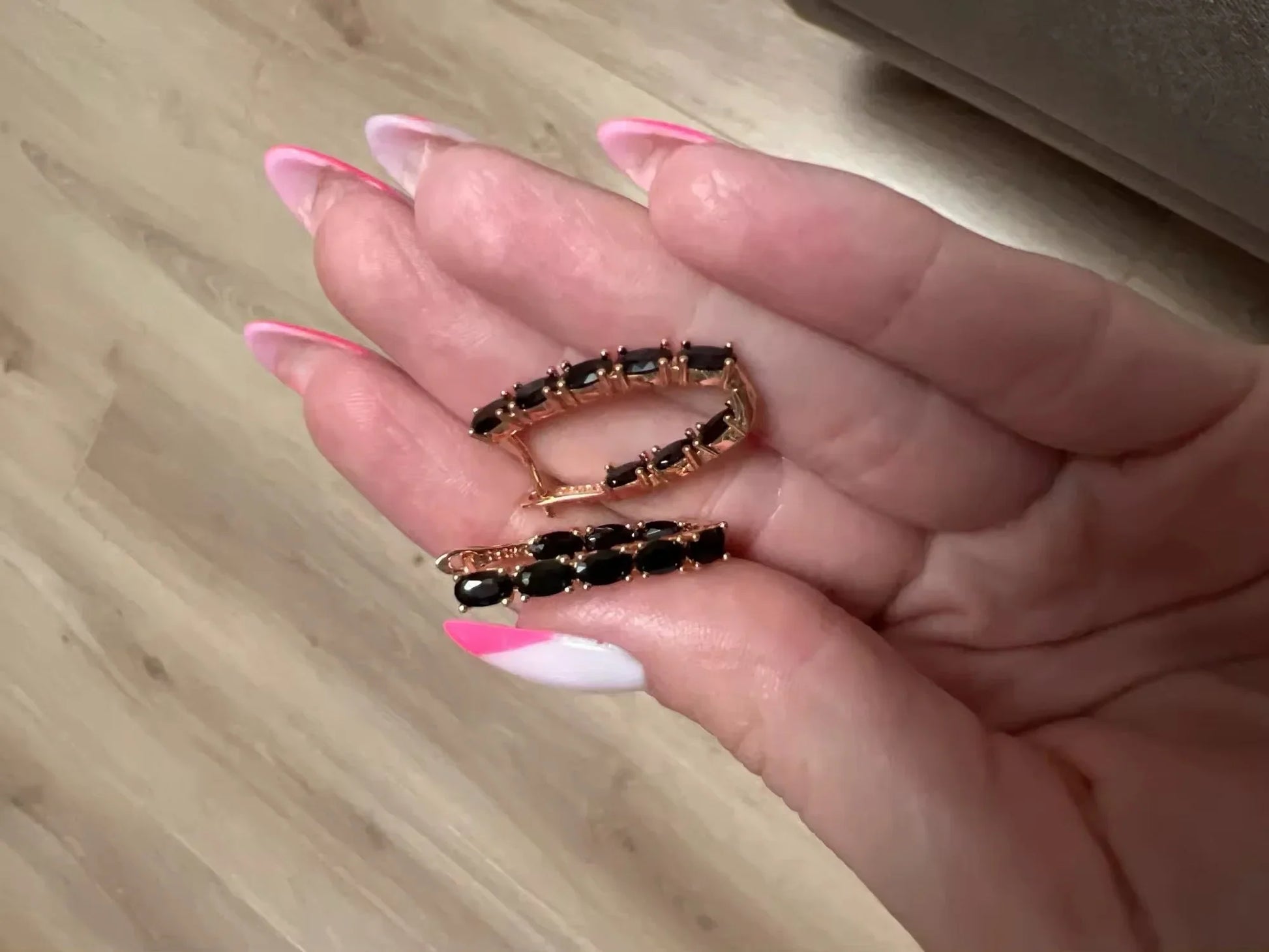 14k Gold Filled Onyx Earrings Inside Out Hoops.