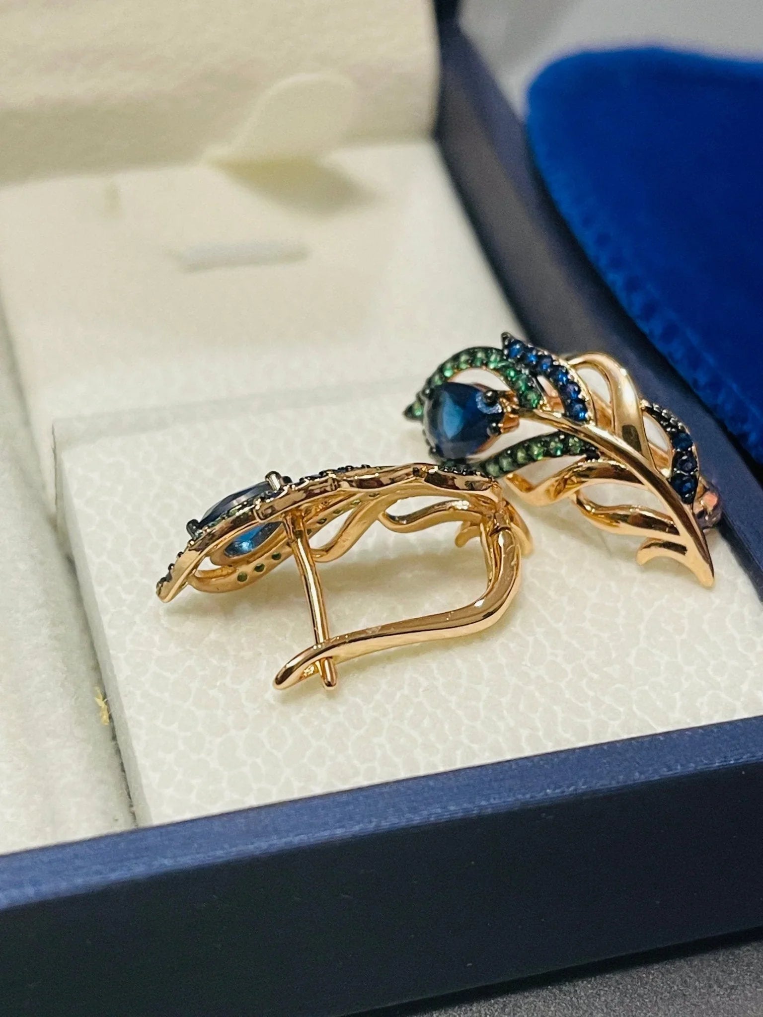 14k Gold Filled Peacock Feather Earrings.