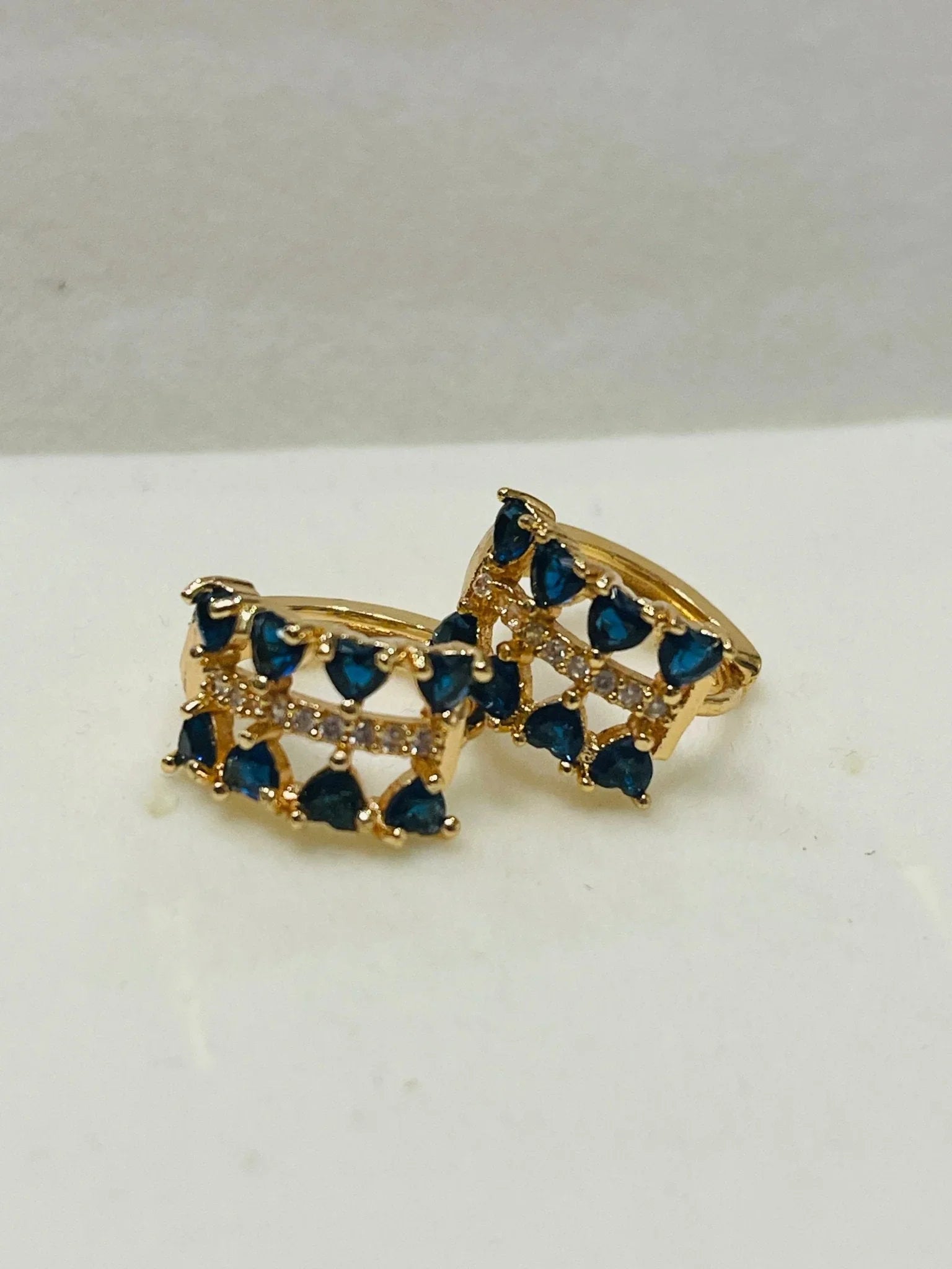 14k Gold Filled Sapphire Huggie Hoops.