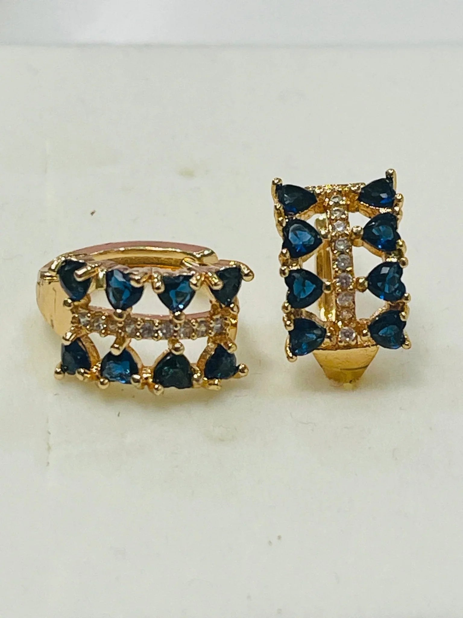 14k Gold Filled Sapphire Huggie Hoops.