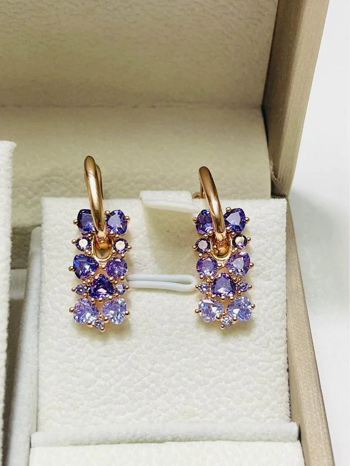 14K Shimmering Amethyst Earrings and Necklace Set.