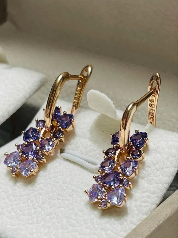 14K Shimmering Amethyst Earrings and Necklace Set.