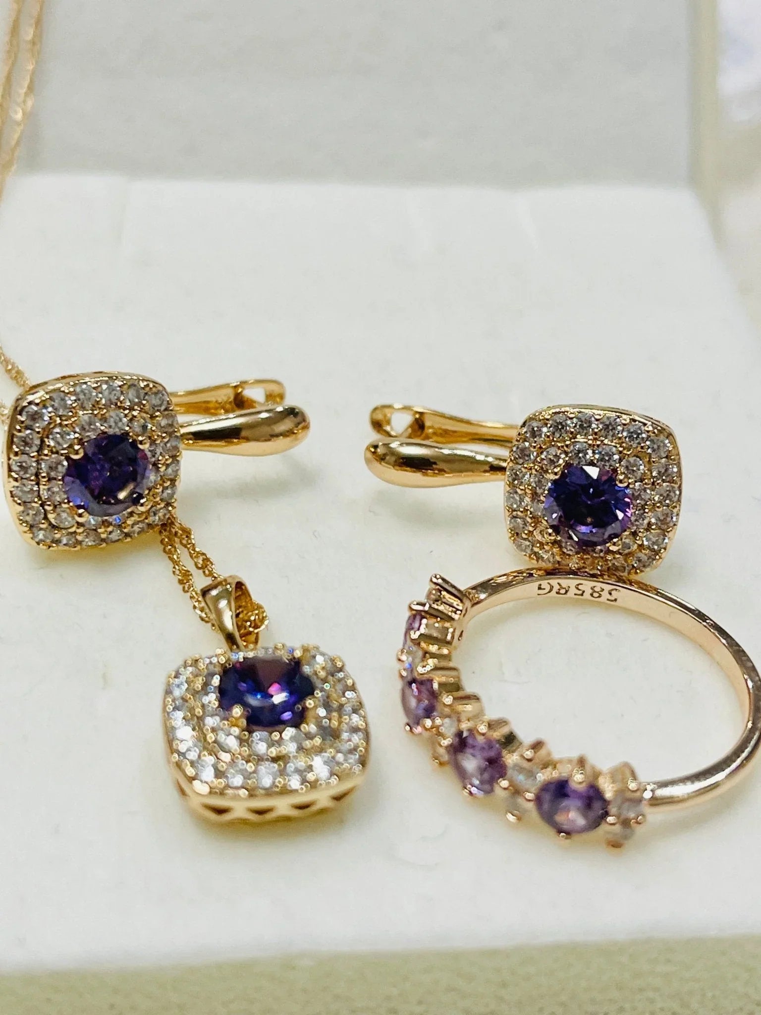 Amethyst Set in 14k Rolled Gold.