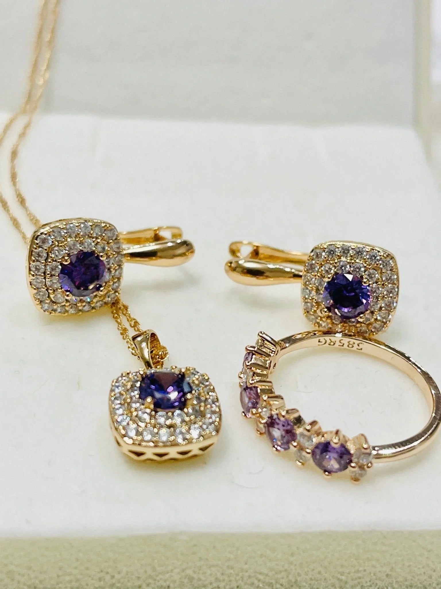 Amethyst Set in 14k Rolled Gold.
