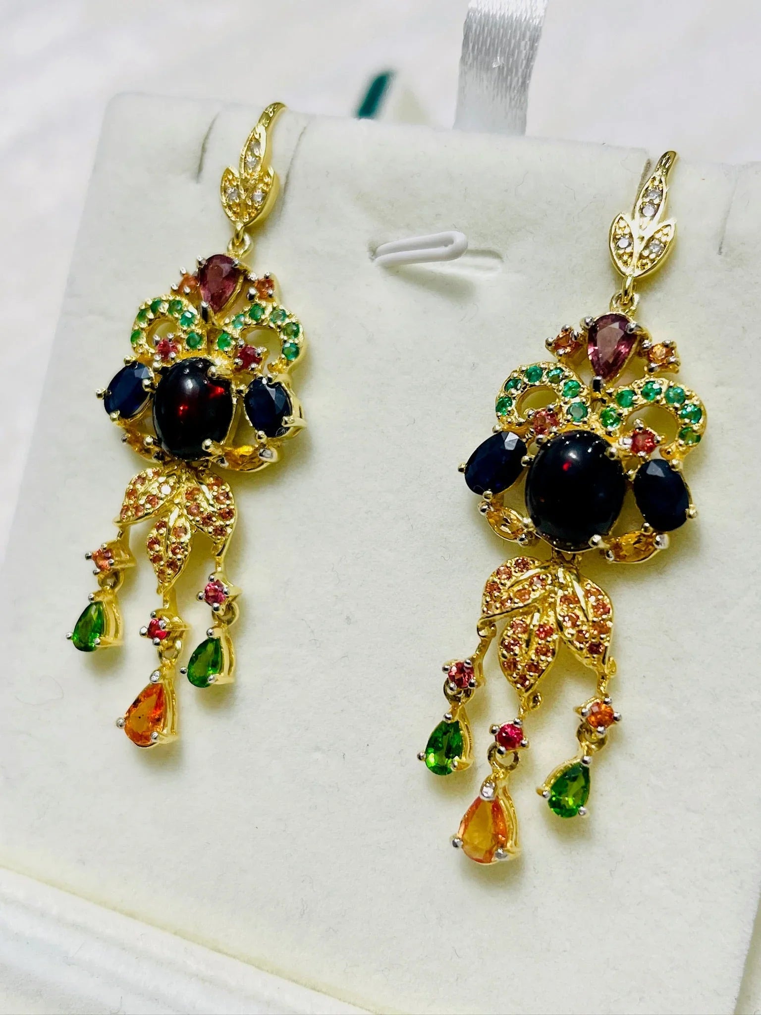 Emerald & Multigem Chandelier Earrings | Eva & Elie.