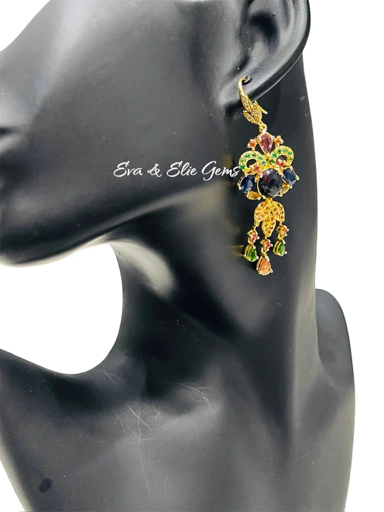 Emerald & Multigem Chandelier Earrings | Eva & Elie.