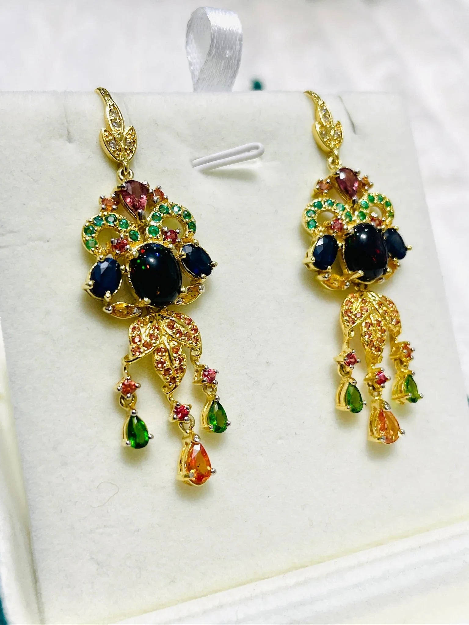 Emerald & Multigem Chandelier Earrings | Eva & Elie.