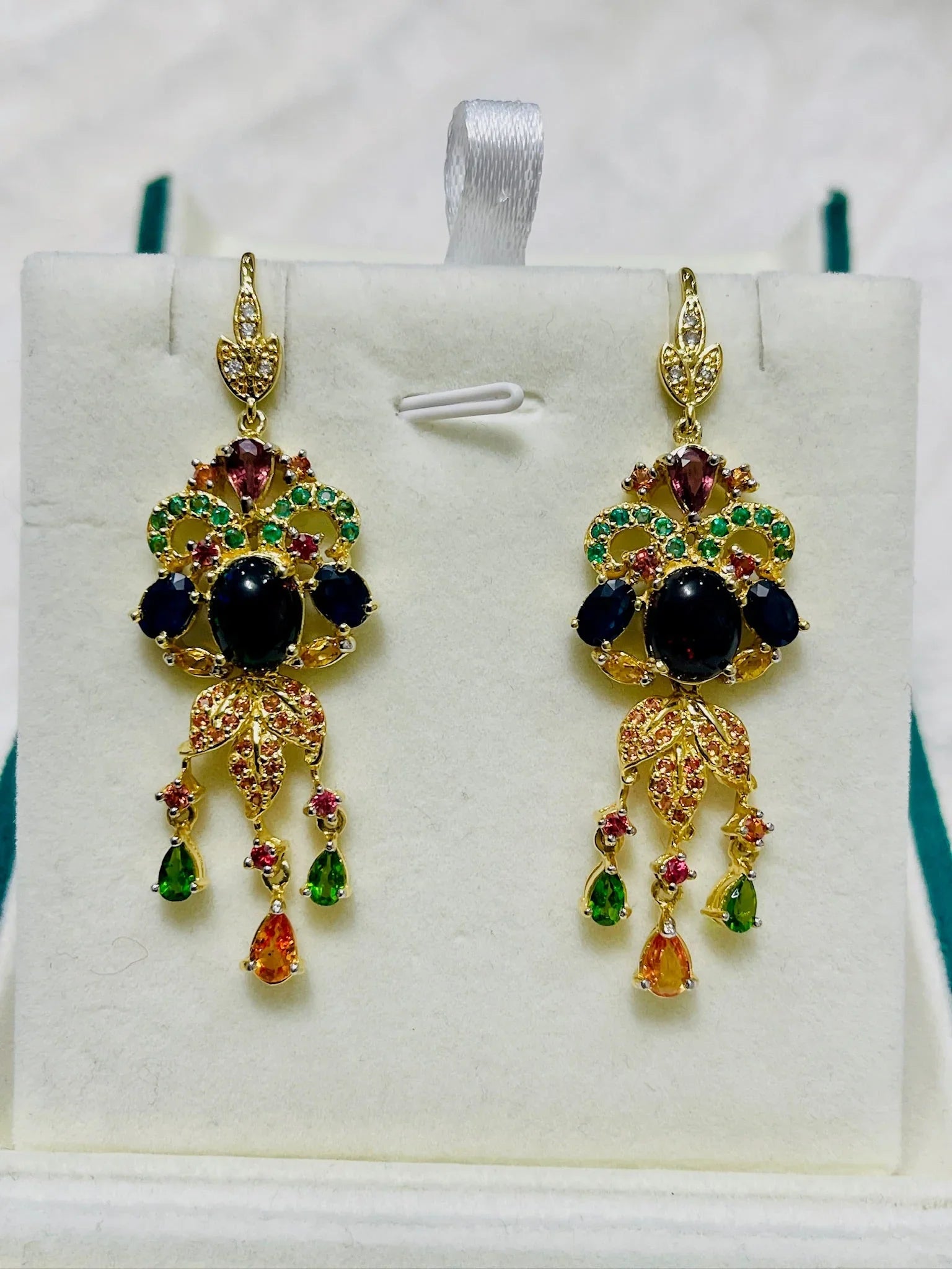 Emerald & Multigem Chandelier Earrings | Eva & Elie.