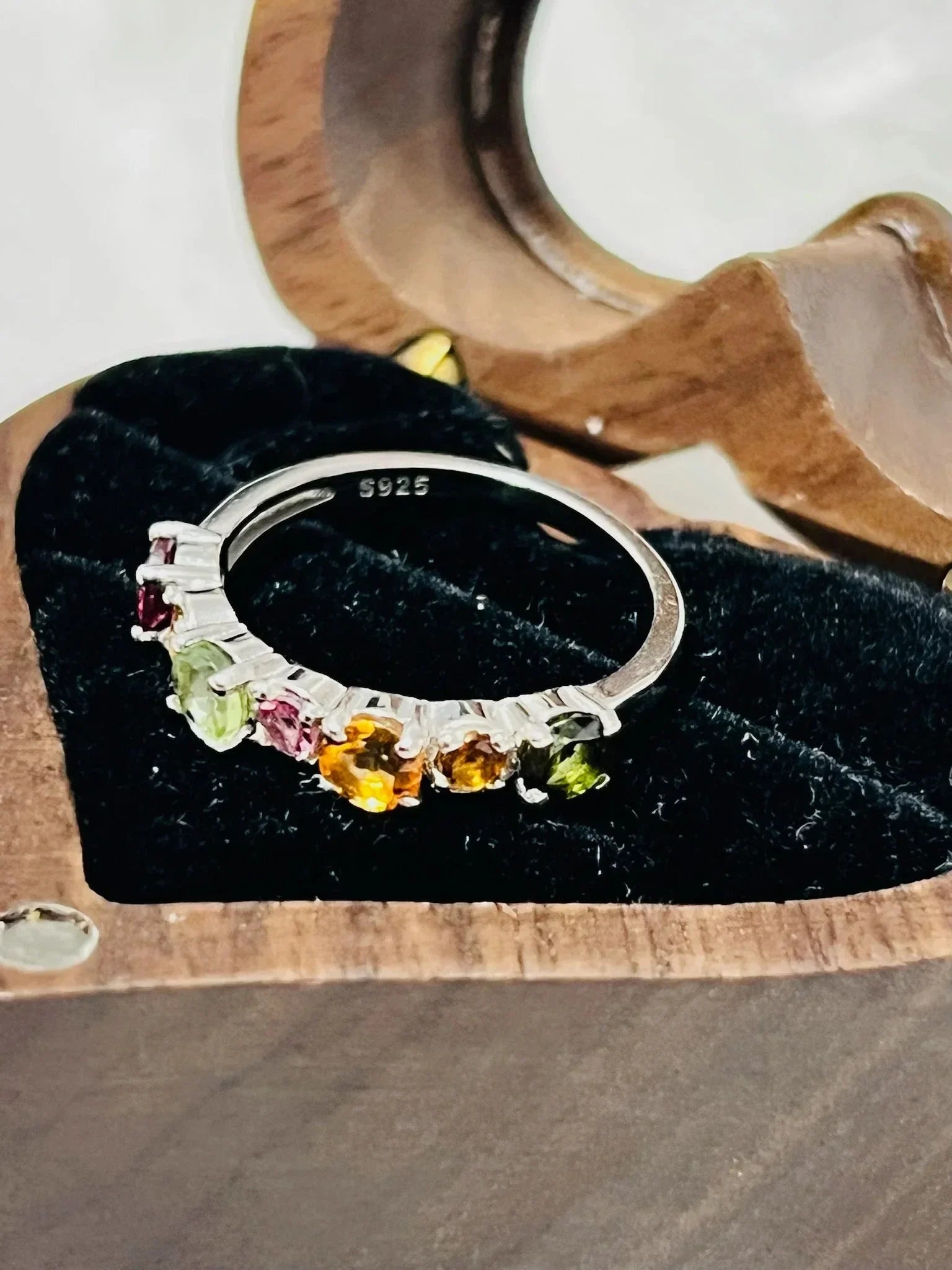 Chic Rainbow Sapphire Band – Sterling Silver with 14K Gold Plating - Eva & Elie