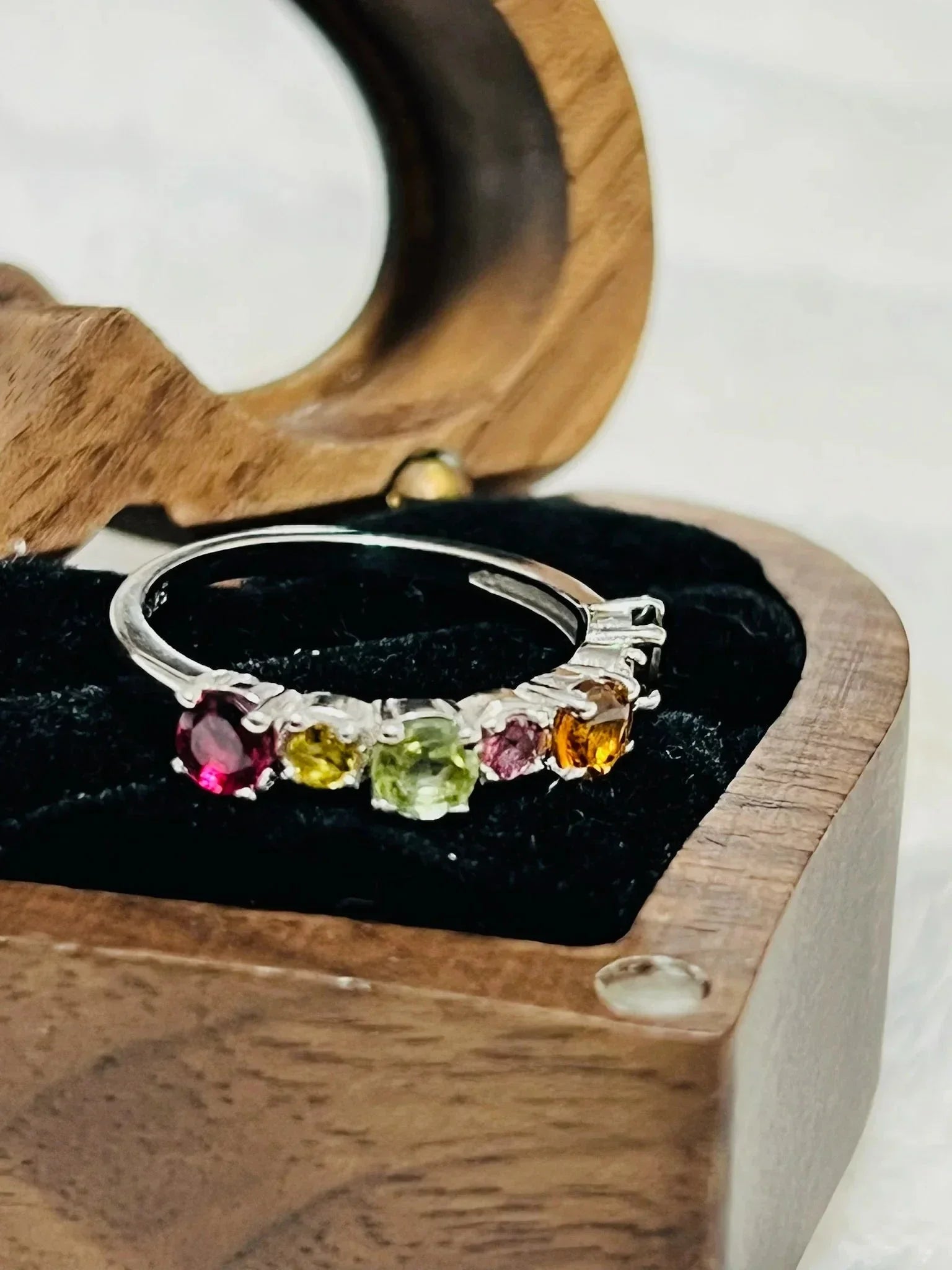 Chic Rainbow Sapphire Band – Sterling Silver with 14K Gold Plating - Eva & Elie