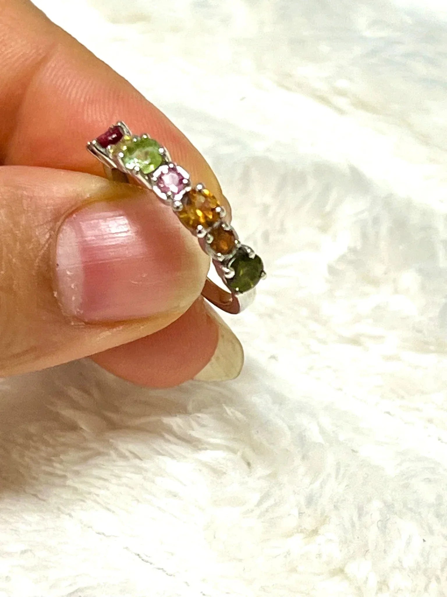 Chic Rainbow Sapphire Band – Sterling Silver with 14K Gold Plating - Eva & Elie