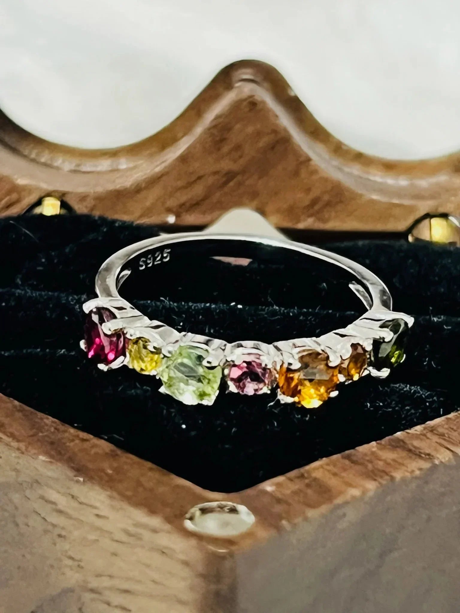 Chic Rainbow Sapphire Band – Sterling Silver with 14K Gold Plating - Eva & Elie