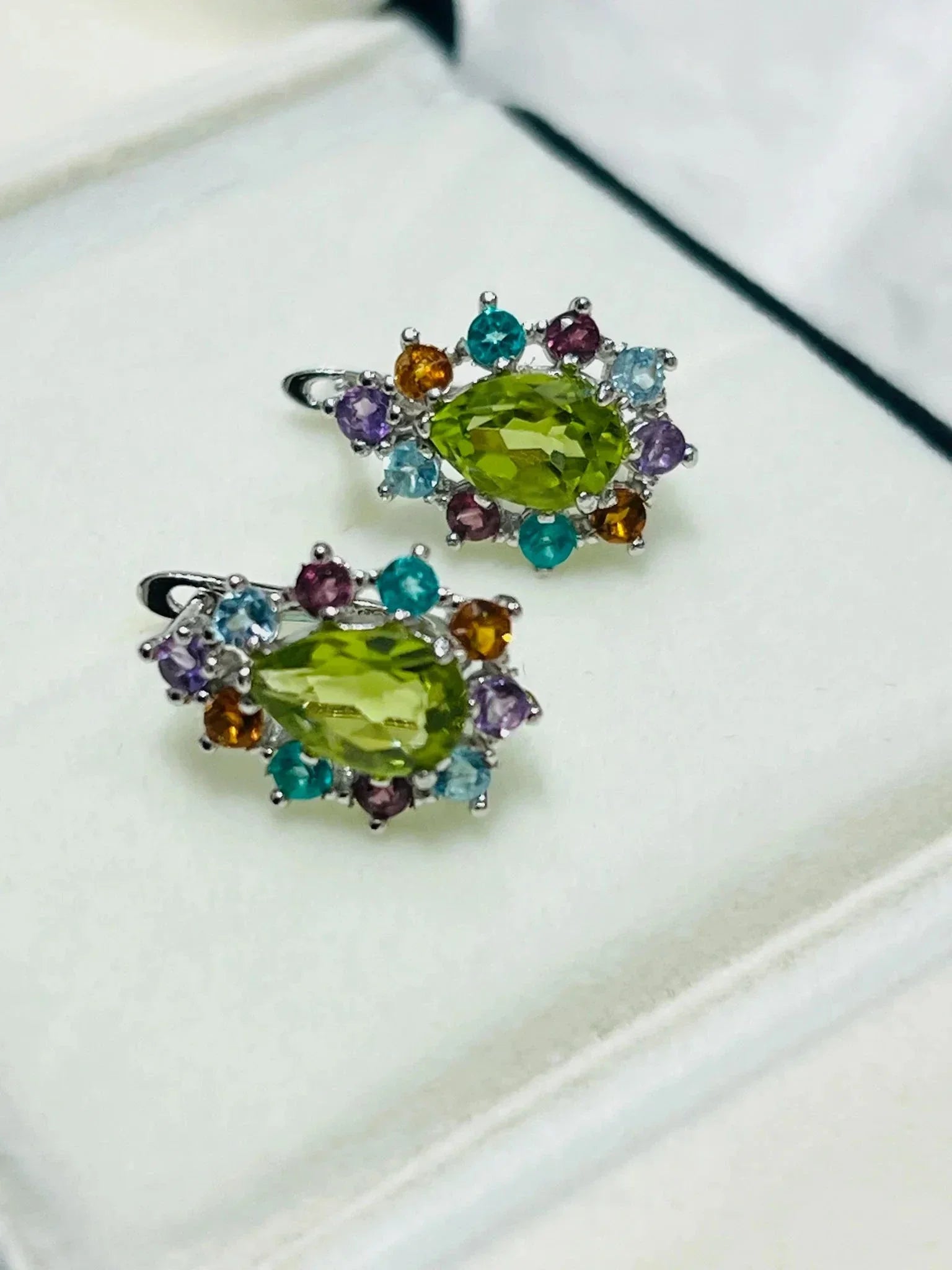Elegant Genuine Peridot & Multigem Earrings - Eva & Elie