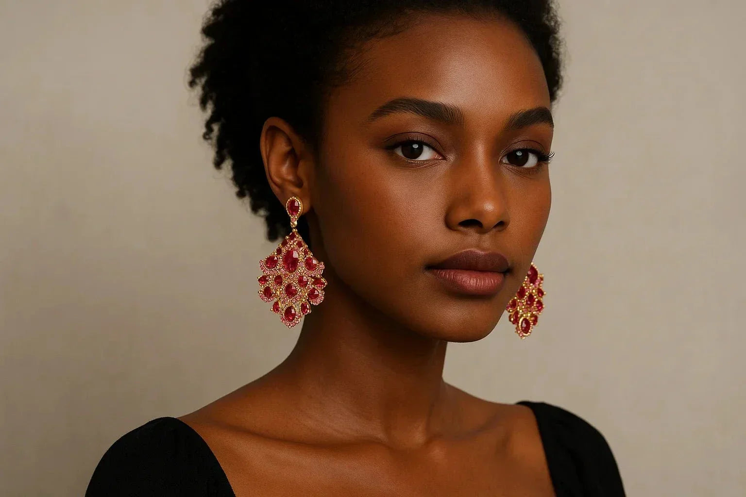 Genuine Burmese Ruby Stunning Chandelier Handmade Artisan Earrings - Eva & Elie Gems Inc.