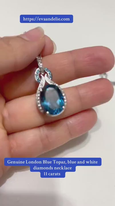 London Blue Topaz Necklace With blue diamonds video