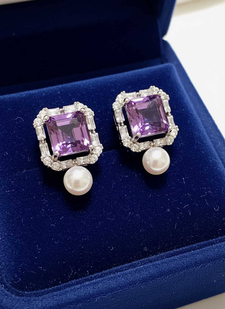 Handmade Natural Amethyst and Pearl “The Midnight” Set