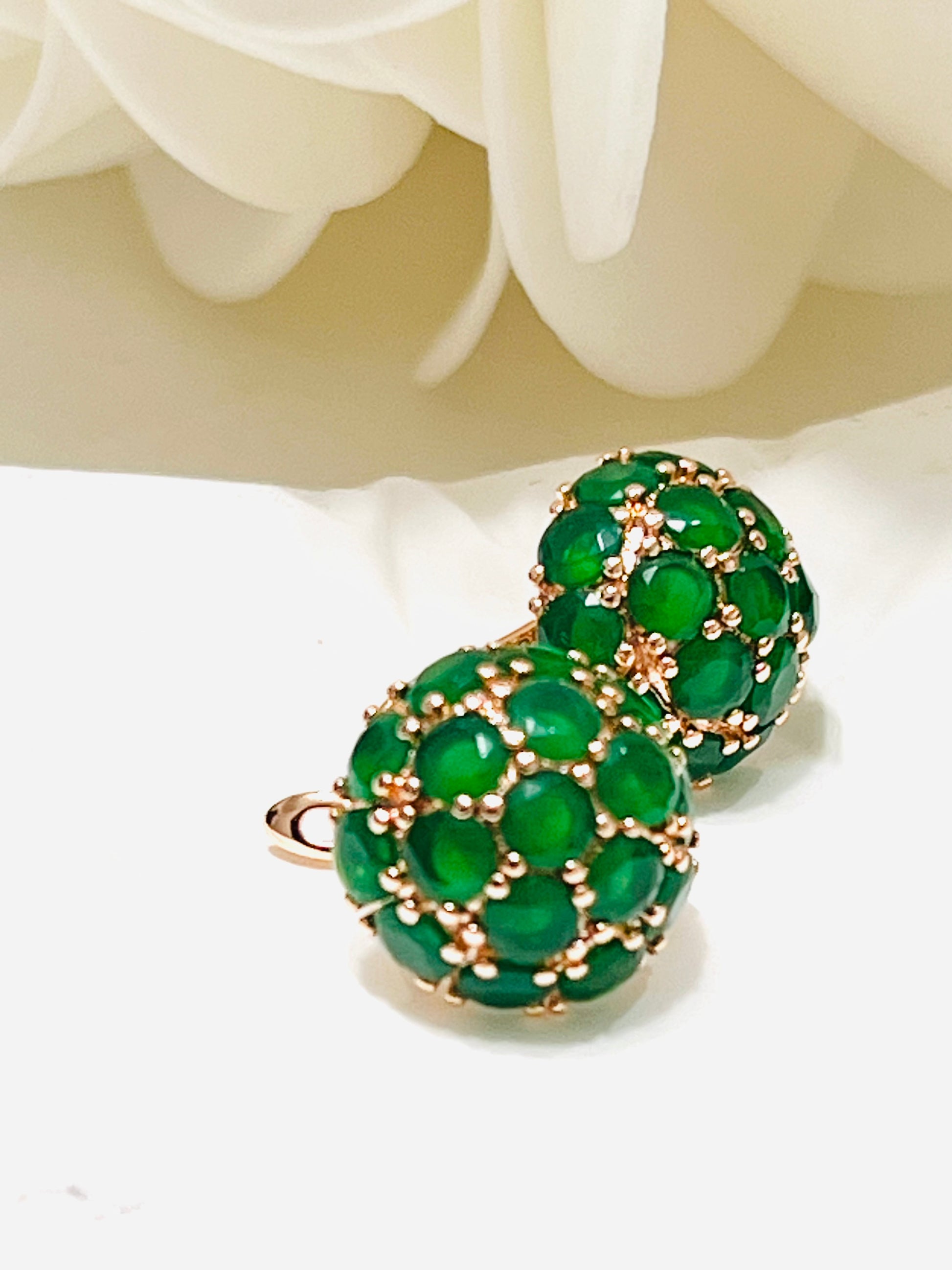 Rolled Gold Emerald Dome Earrings