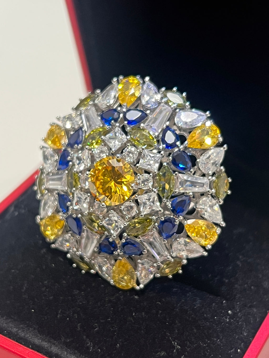 Stunning Created Sapphires Ring (adjustable)