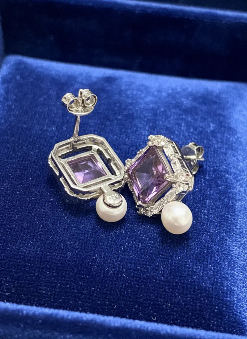Handmade Natural Amethyst and Pearl “The Midnight” Set
