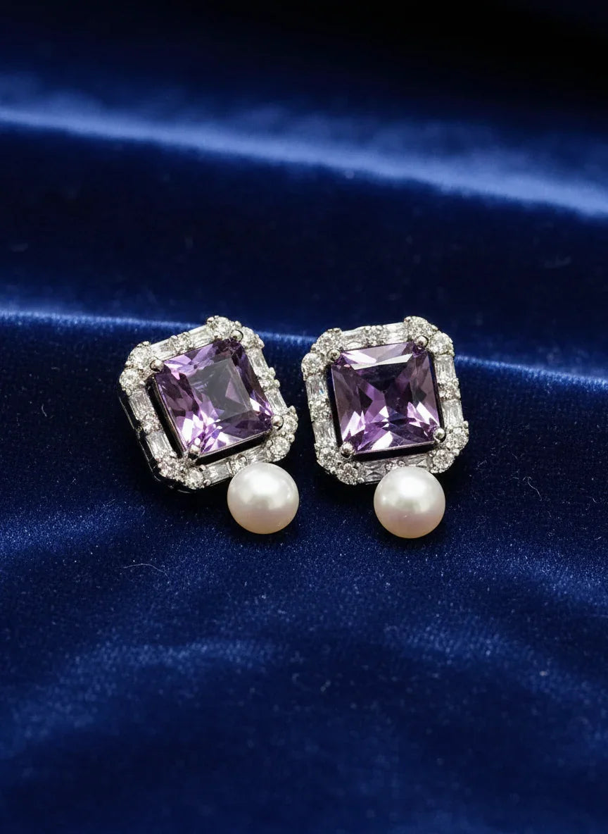 Handmade Natural Amethyst and Pearl “The Midnight” Set