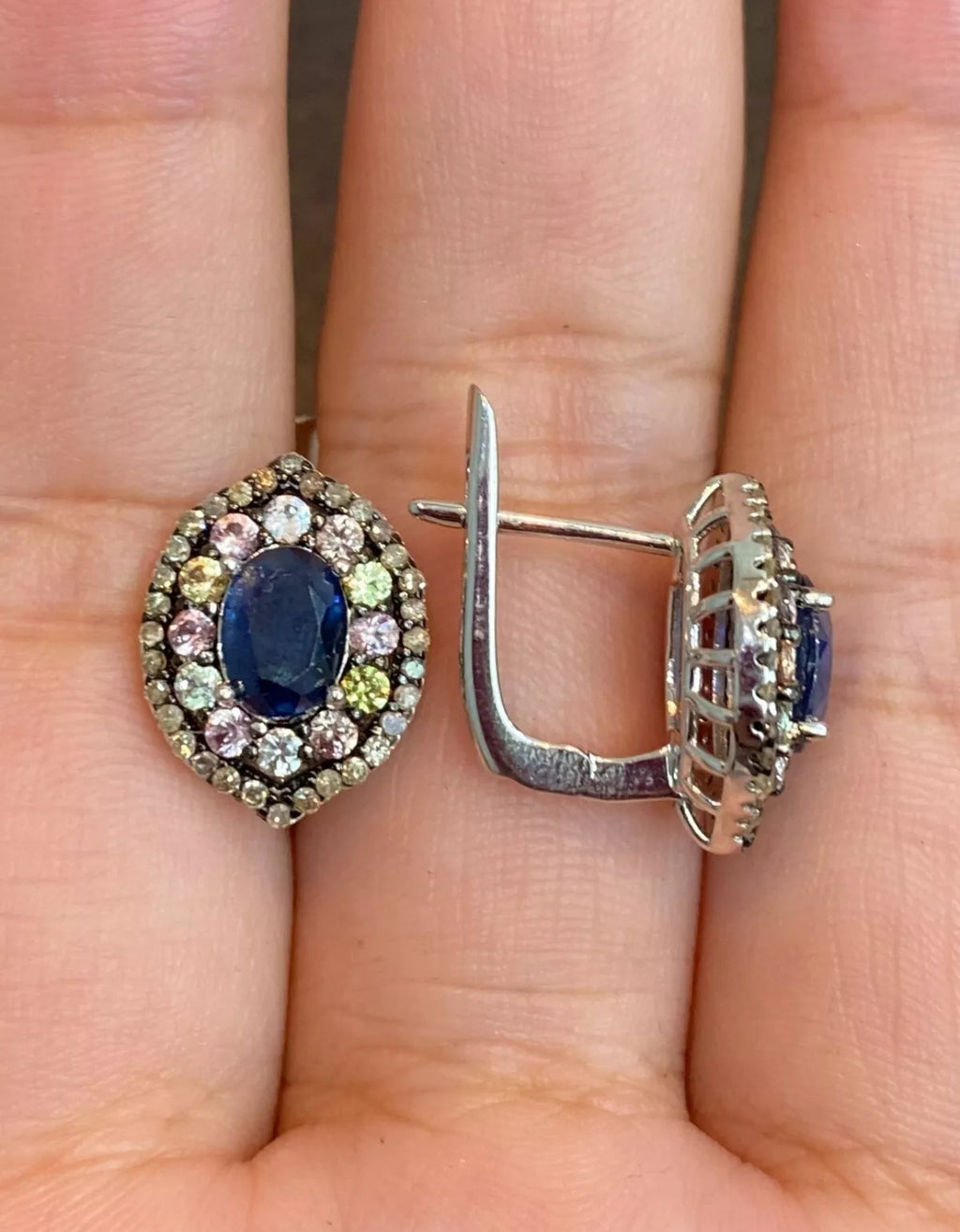 Handmade Natural Ceylon Blue Sapphires, coloured Sapphires and Natural Diamonds Jewelry Set