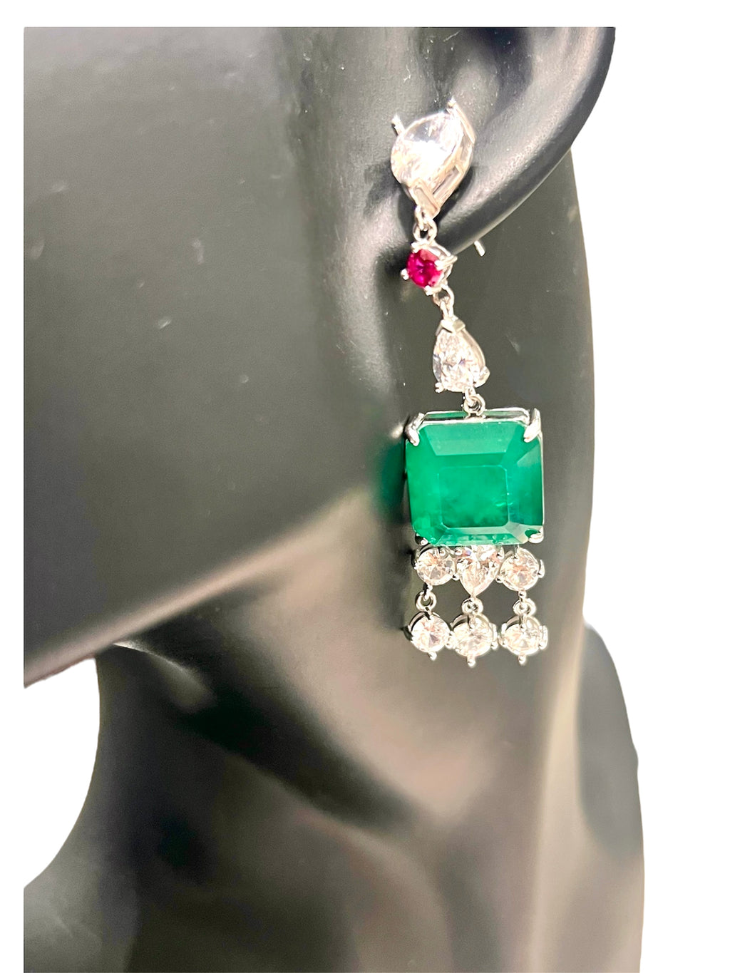 10.5CT Handmade Zambian Emerald Drop doublet Earrings