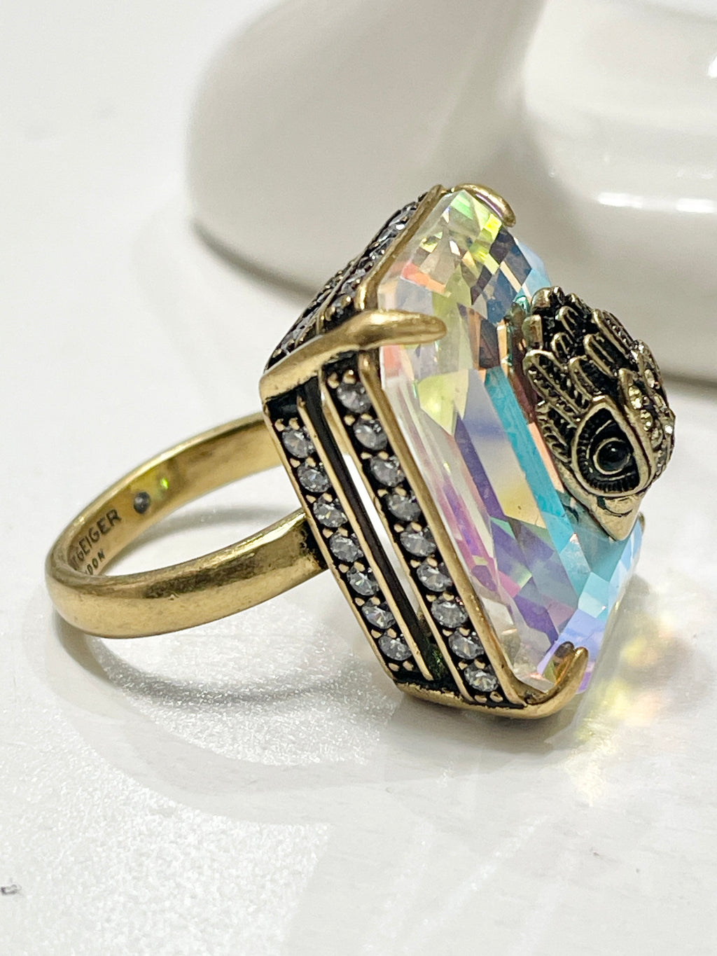 Kurt Geiger Statement Crystal Cocktail Ring (only size 9)