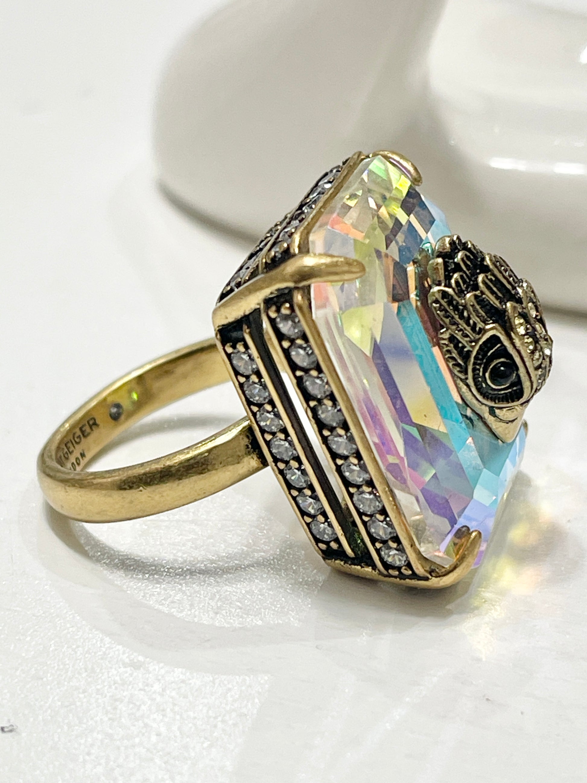 Kurt Geiger Statement Crystal Cocktail Ring (only size 9)