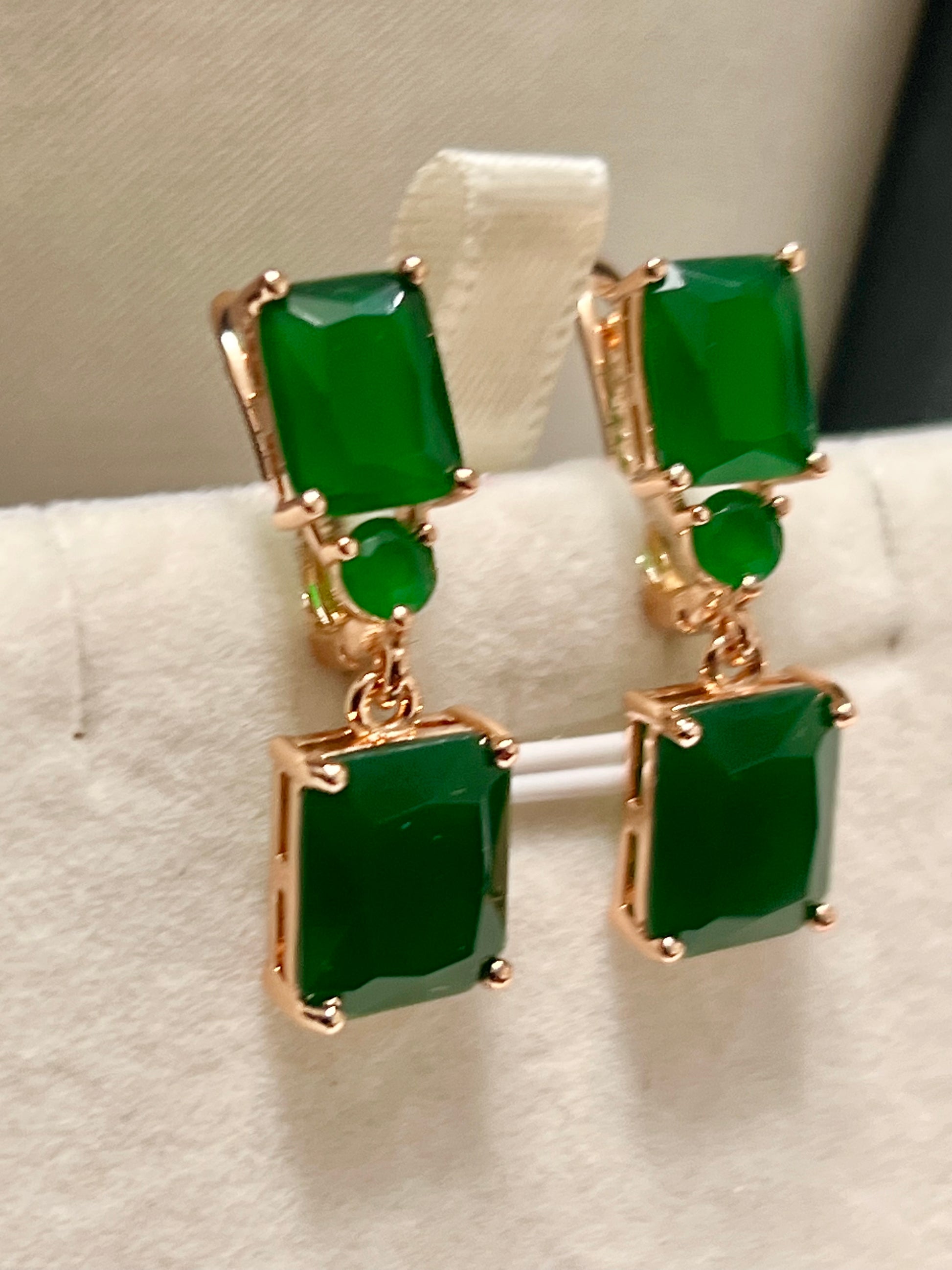 14k Rolled gold Emerald Minimalistic square Drop Earrings
