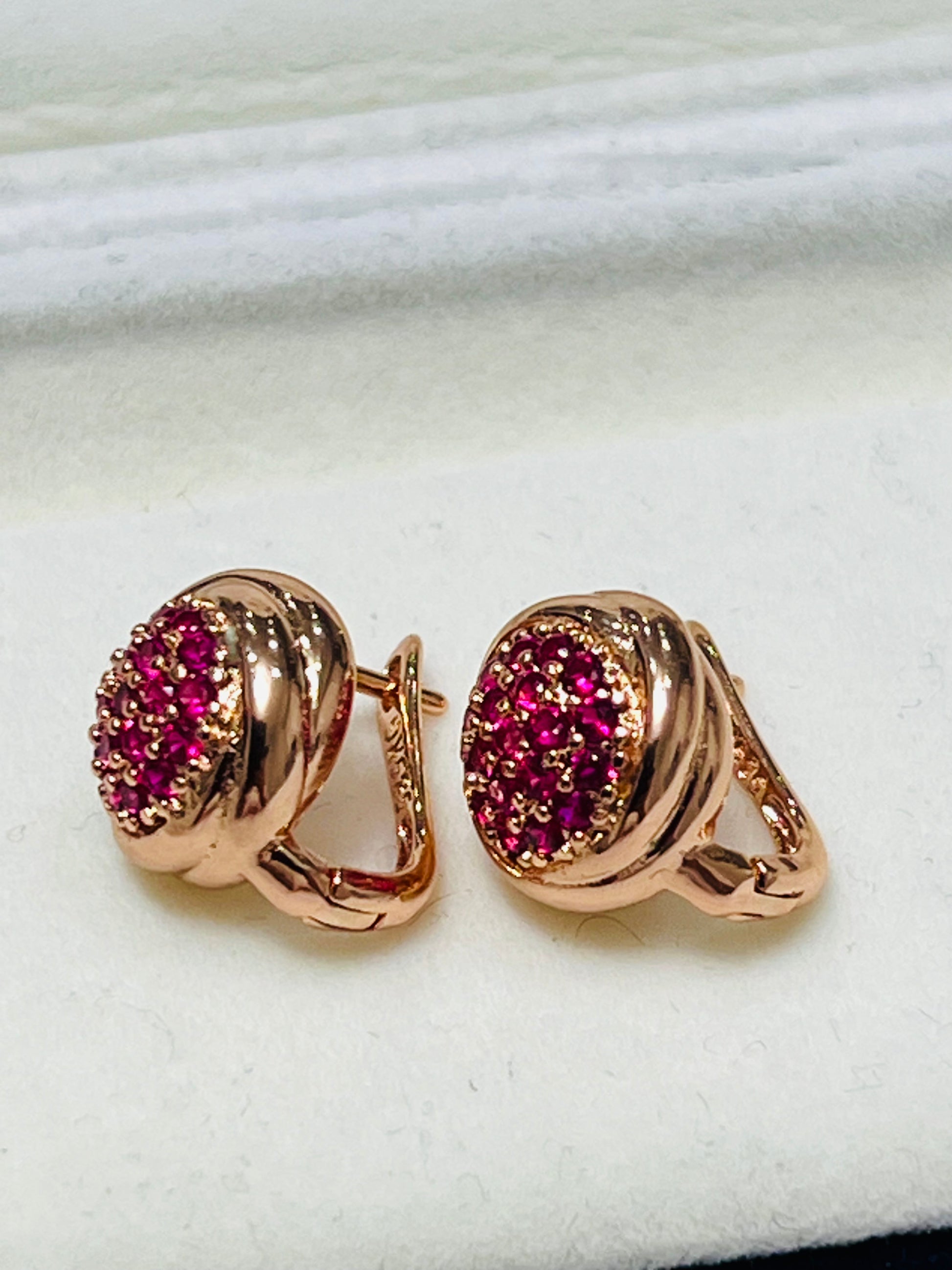 14k Rolled Gold Dainty Pink circular earrings
