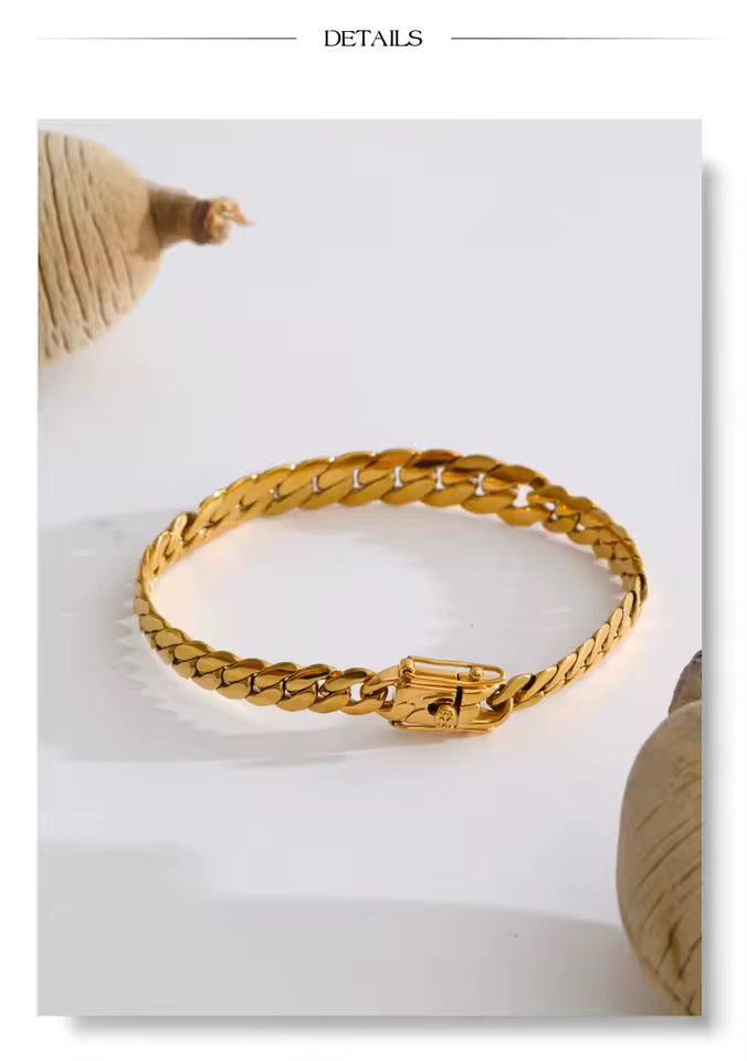 Statement Cuban Waterproof Bracelet- waterproof, anti tarnish