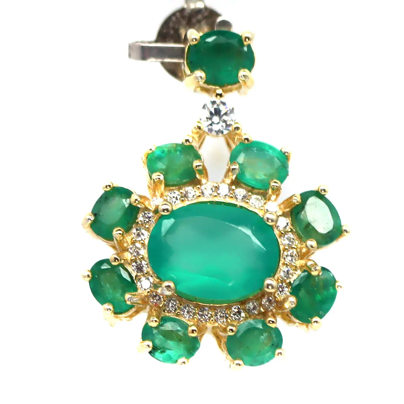 Natural Emerald Jewelry Set in 18K Gold Vermeil