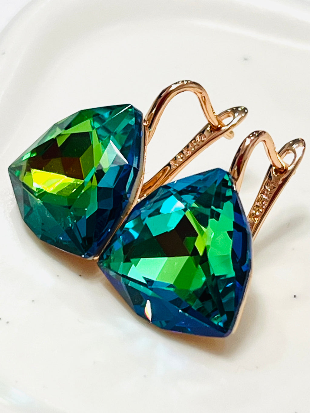 14k rose Gold-filled Trillion-Cut earrings