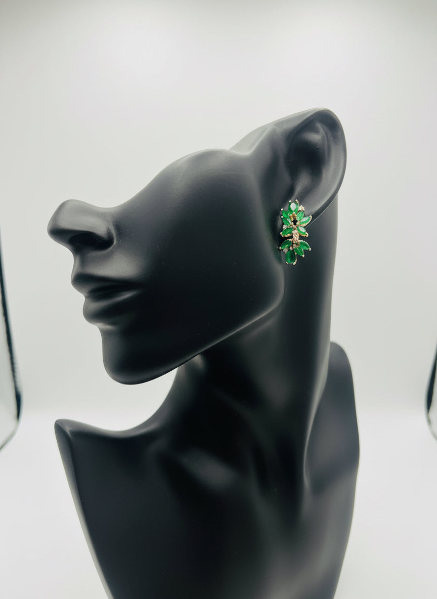 14k Rolled Gold Emerald Leaf Nature Design Earrings