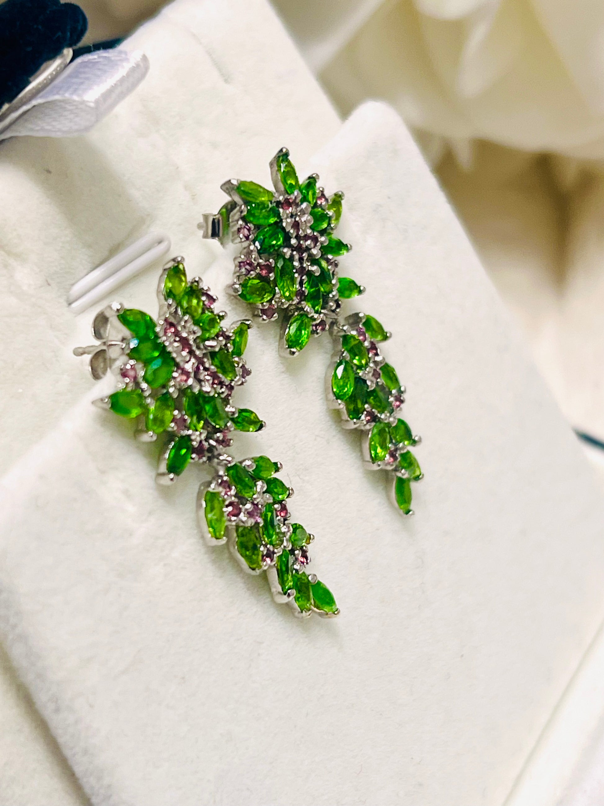 Handmade Lush Forest Earrings with Natural Diopside Accents