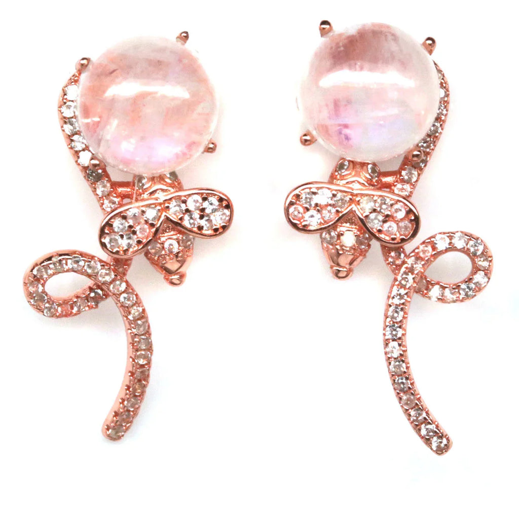 Handmade Full Moon White Moonstone Earrings