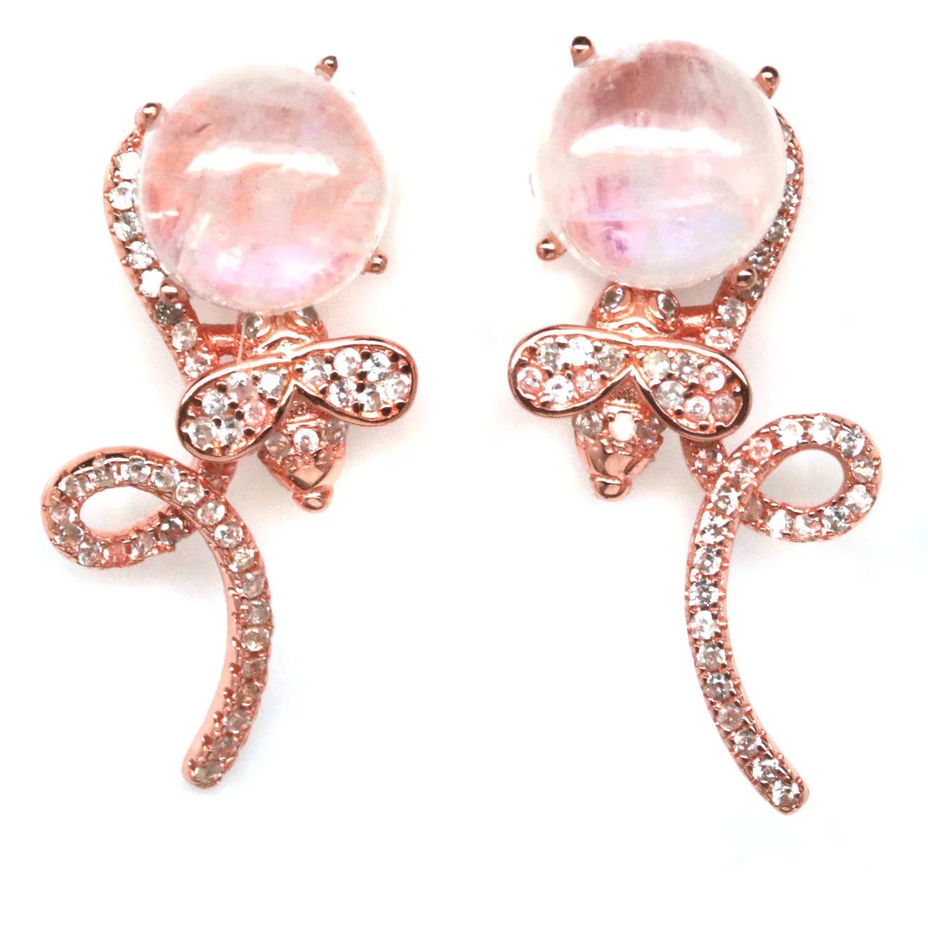 Handmade Full Moon White Moonstone Earrings