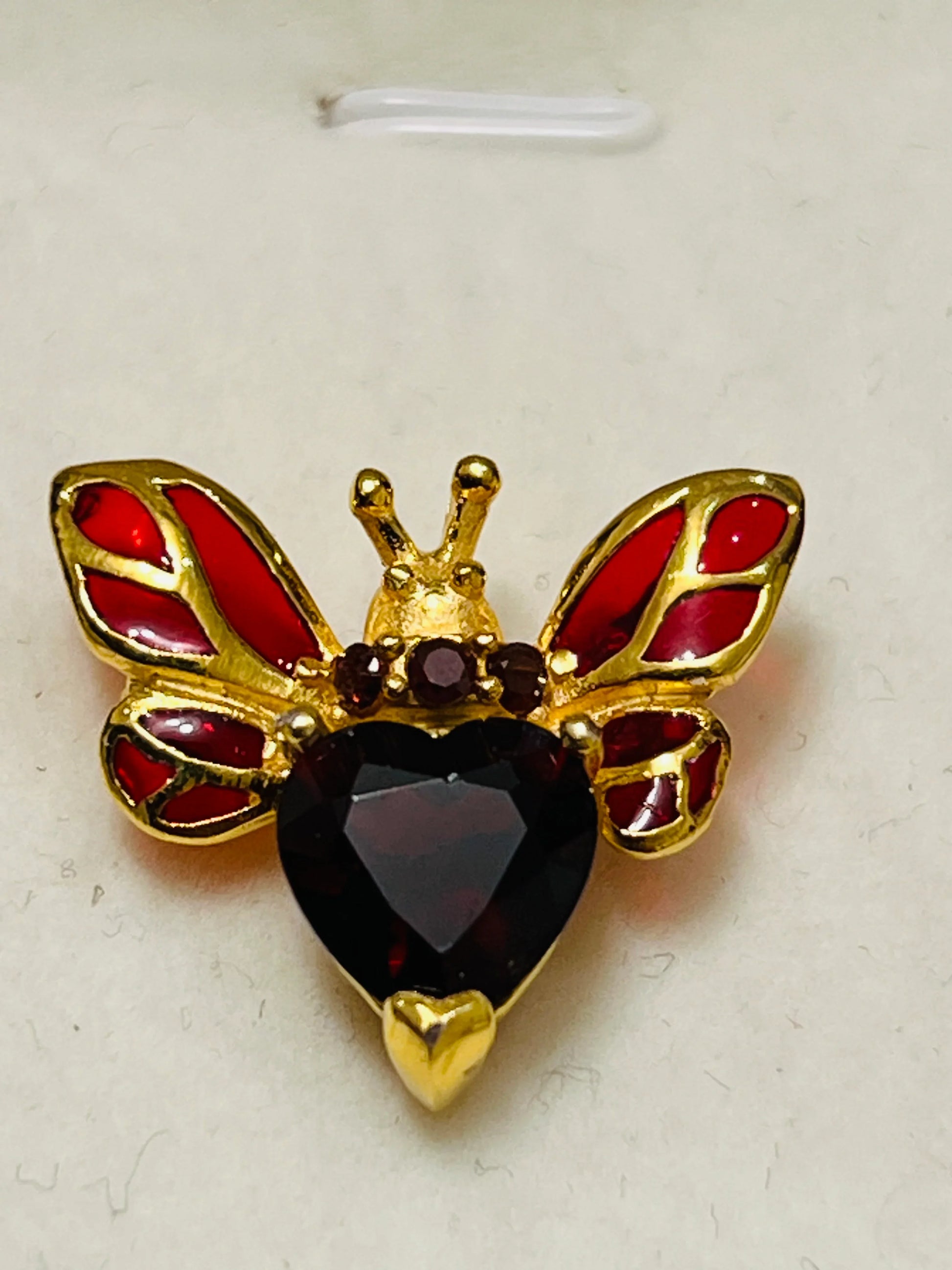 Handmade Garnet Bee Brooch Pin