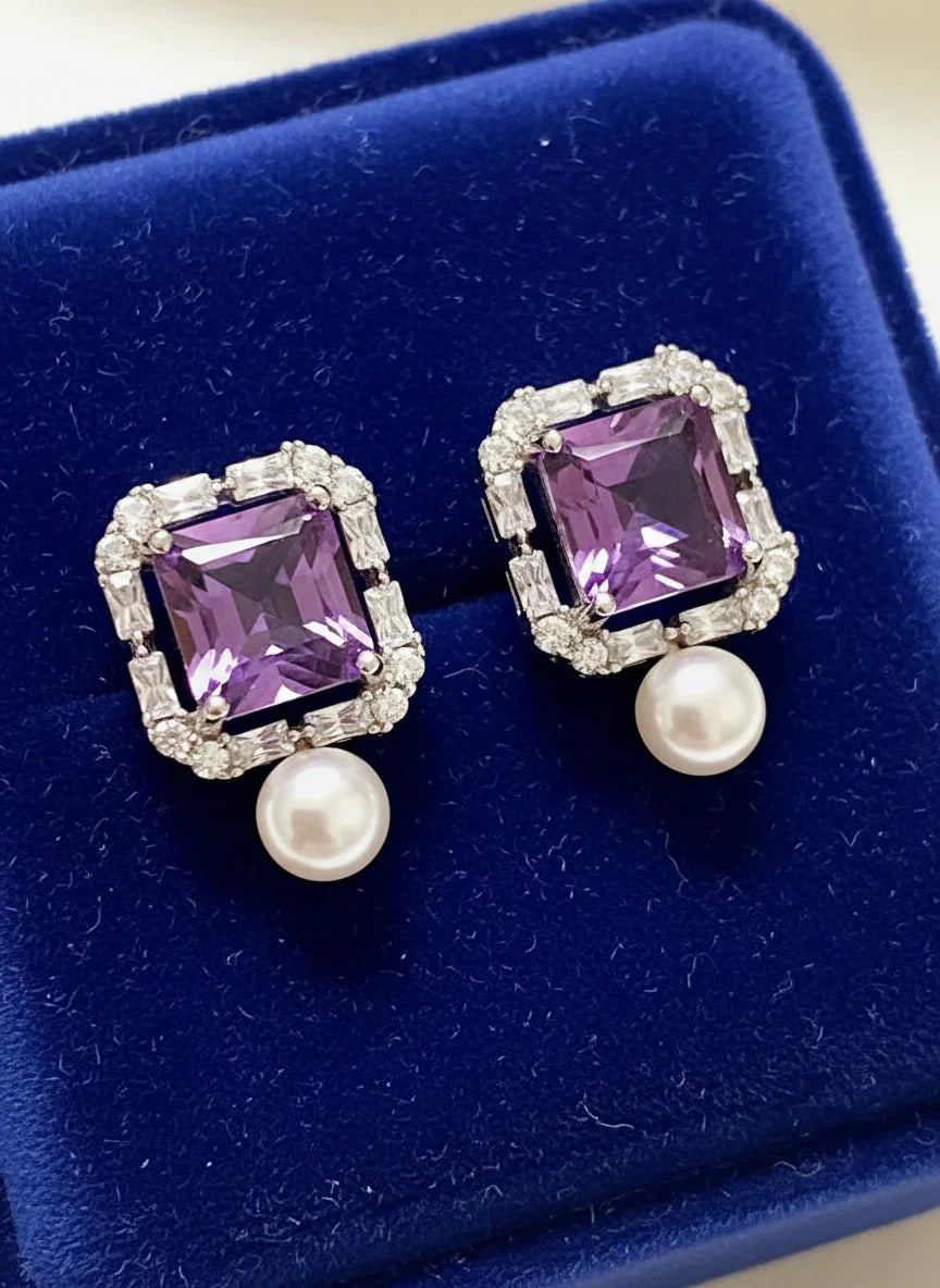 Handmade Natural Amethyst and Pearl “The Midnight” Set