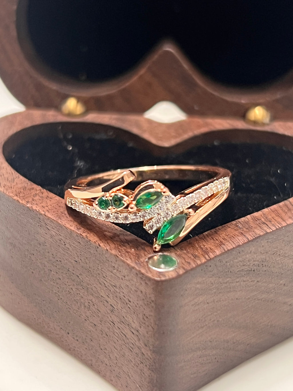 14K Rolled Gold two tone emerald ring (stacking idea)