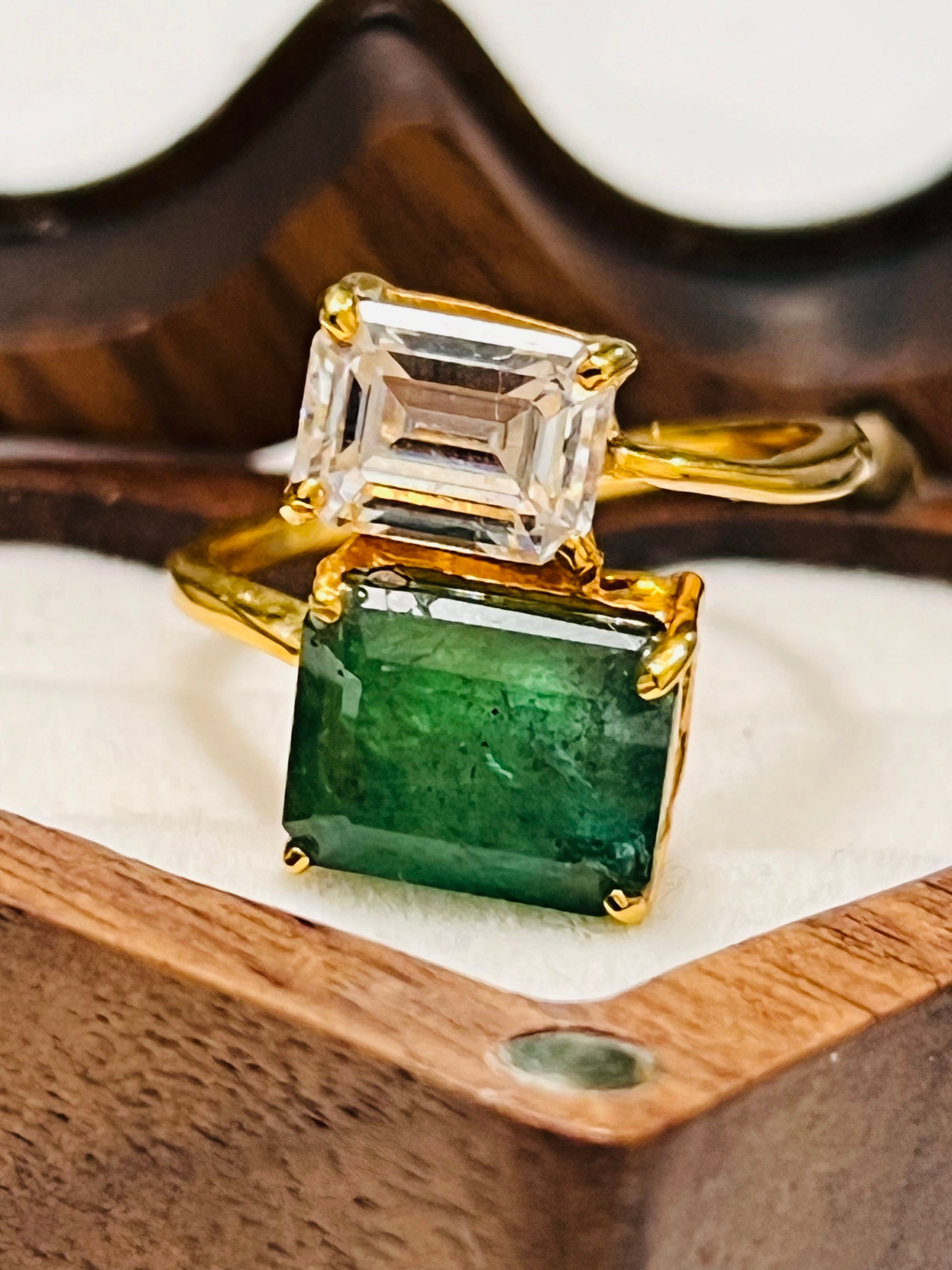 Stunning Handmade Natural Emerald and Natural White Topaz