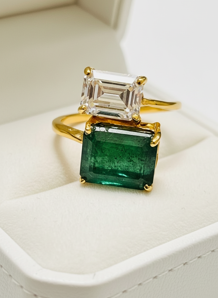 Stunning Handmade Natural Emerald and Natural White Topaz