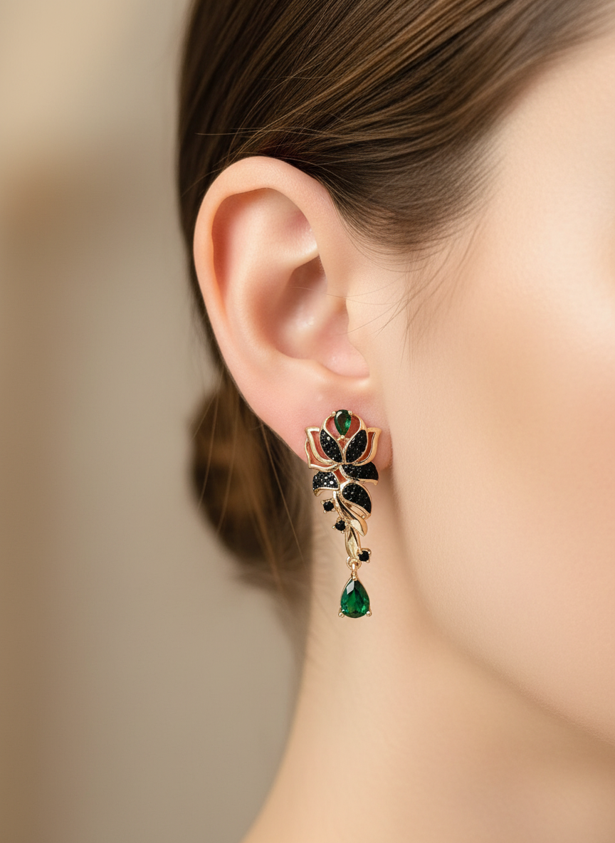 14k Rolled Gold Rose Earrings