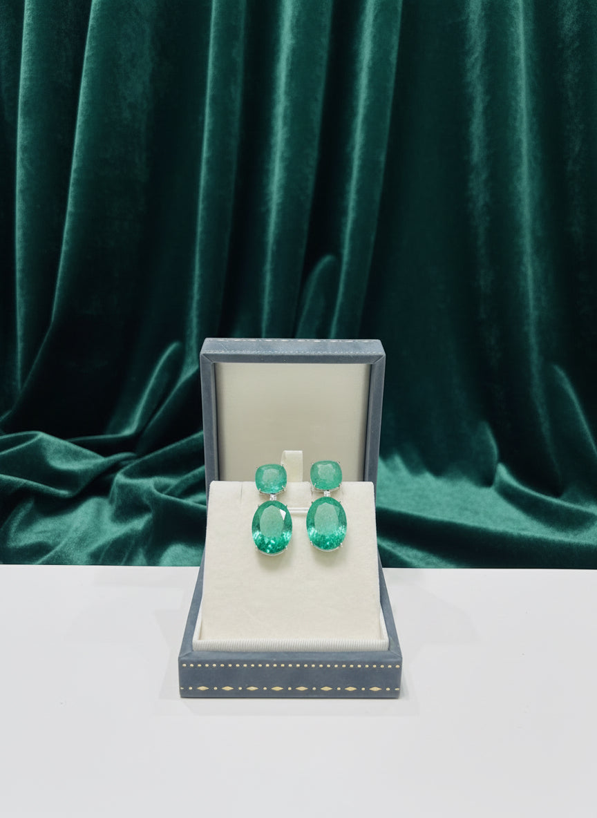 Lab Created Emerald Chunky Earrings